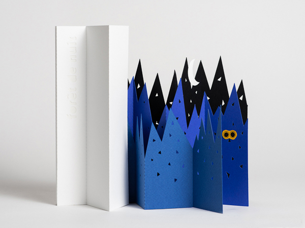 Livre d'artiste pages accordéon, Forêt de Nuit, face