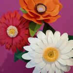 Bouquet de fleurs en papier découpé mis en volume, détail