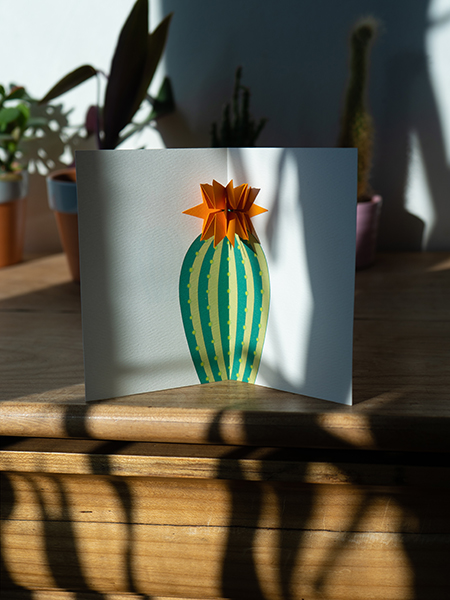 Carte Fleur de cactus Orange mise en scène par Léa Lalonde, agence Boujou bien !
